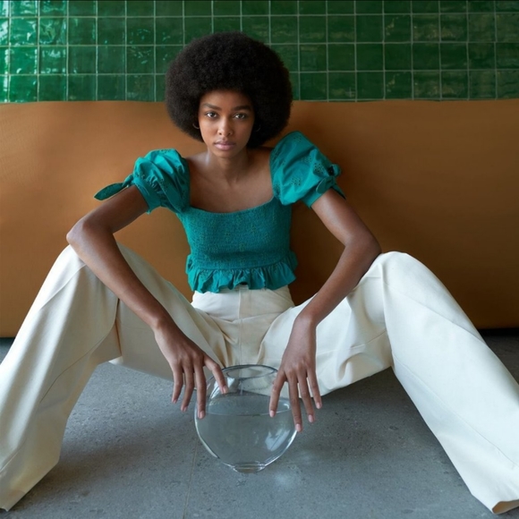 Zara high rise wide leg cream pants - Picture 3 of 16